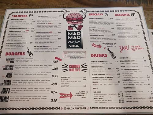 Menu 23 October 2024 at Mad Mad Vegan - Barcelona in Barcelona