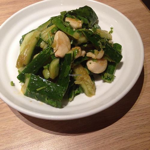 Cold cucumber and garlic, vegan at Xibei You Mian Cun in Shanghai