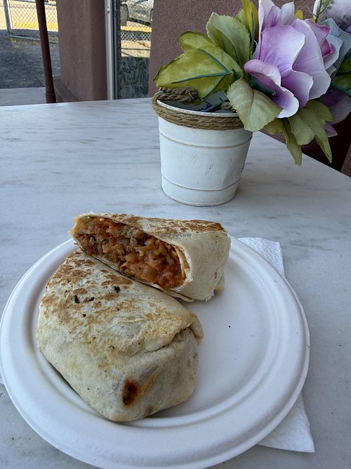Vegan Breakfast Burrito with sausage, cheese and potato.  at Madcrema in Albuquerque