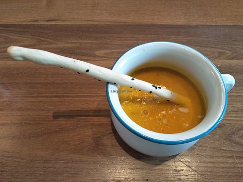 Coconut pumpkin soup at Green Vege Cafe in Shanghai