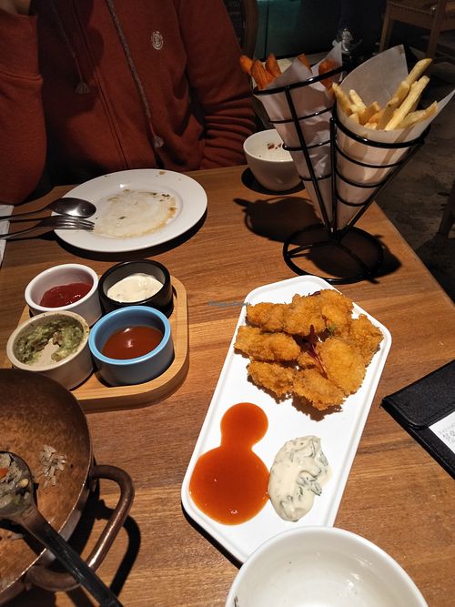 Double fries & monkeyhead mushrooms. at Green Vege Cafe in Shanghai