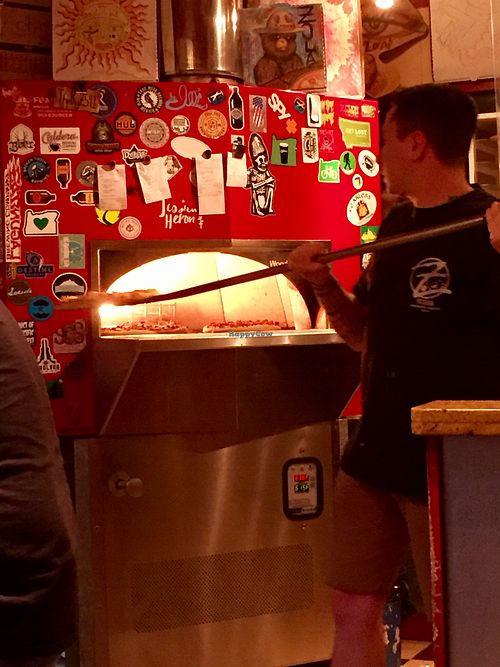 wood fire oven at Zola's Pizzeria in Brookings