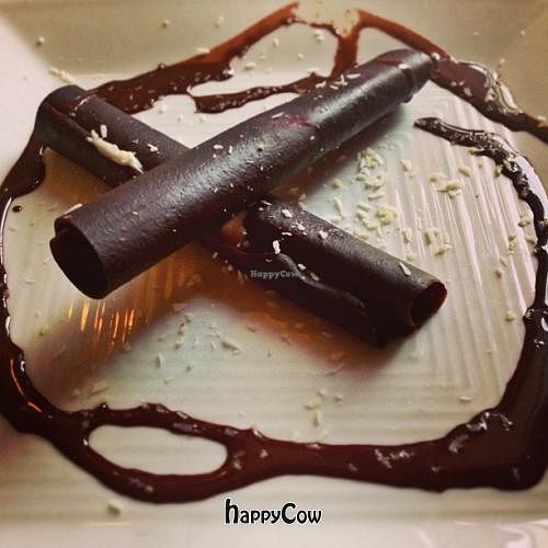 Raw chocolate crepes with a coconut creme. at Great Sage in Clarksville