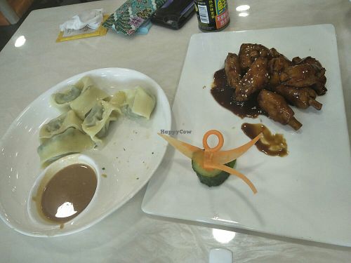 Dumplings & spare ribs. at Huì Yuán Sù Shí Fāng 慧缘素食坊 Lotus Vegan in Shanghai