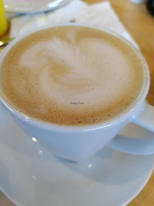 Decaf latte (February 2026) at Newmans Garden Centre in Ceredigion