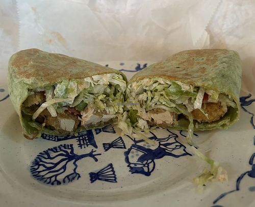 Vegan chicken cutlet grilled wrap at Nardelli's Grinder Shoppe in Naugatuck