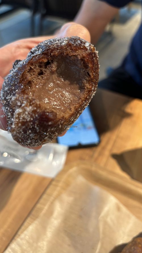 Chocolate donut, look at that cream!  at Earth Bakery in Yokohama