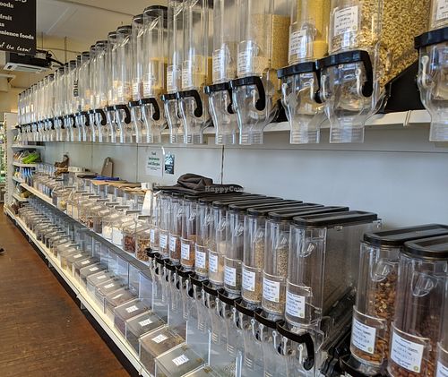 Bulk section at Rice Up Wholefoods in Southampton