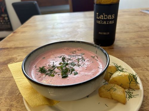 Root beet soup  at Vieta in Vilnius
