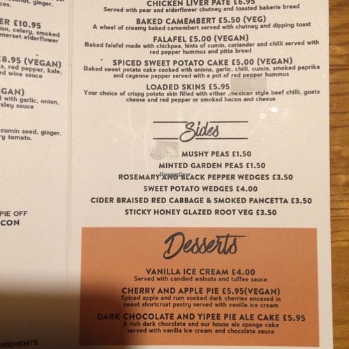 Light bites/desserts  at Pie and Ale in Manchester