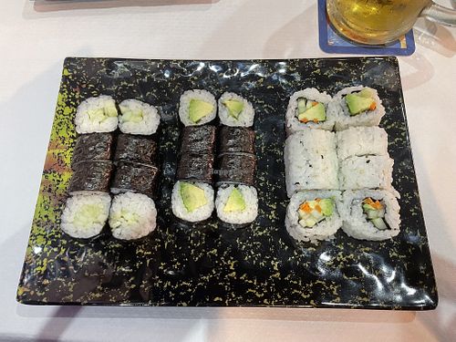 Sushi choices: cucumber, avocado and veggie roll  at Gran Shang Hai in Mallorca