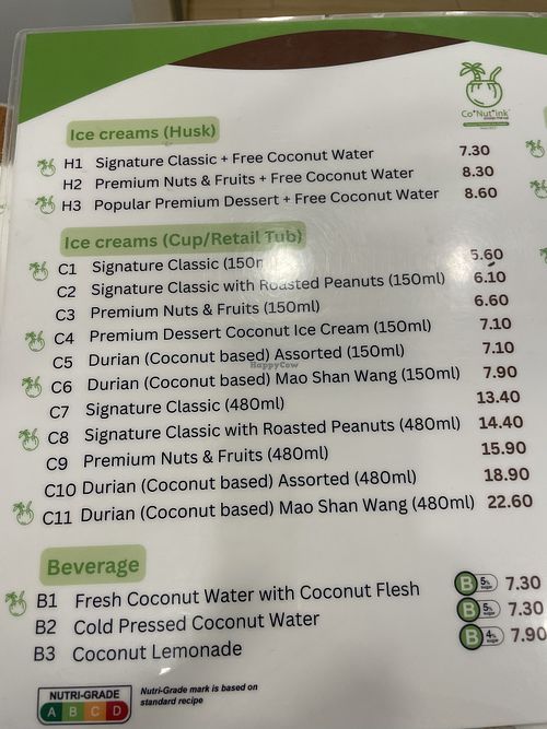 Ice cream menu   at Co+Nut+Ink - Haji Ln in Central Singapore
