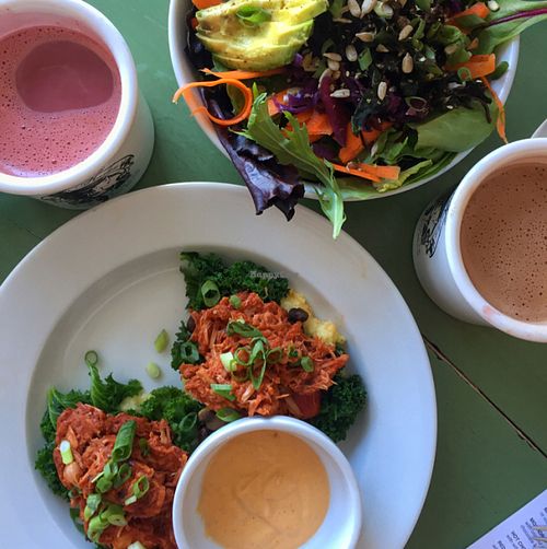 polenta with jackfruit and the urban bowl at Harlow in Portland