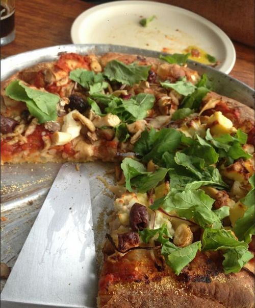 Vegan pizza. The crust is really special.  at Ravi Gastropub and Cafe in San Jose