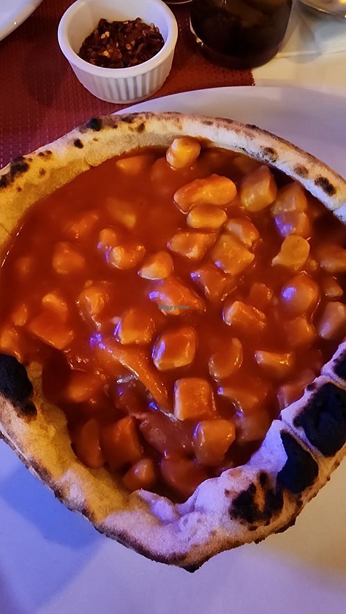 vegan gnocchi in pizza crust at Pizza Napoli in Noord