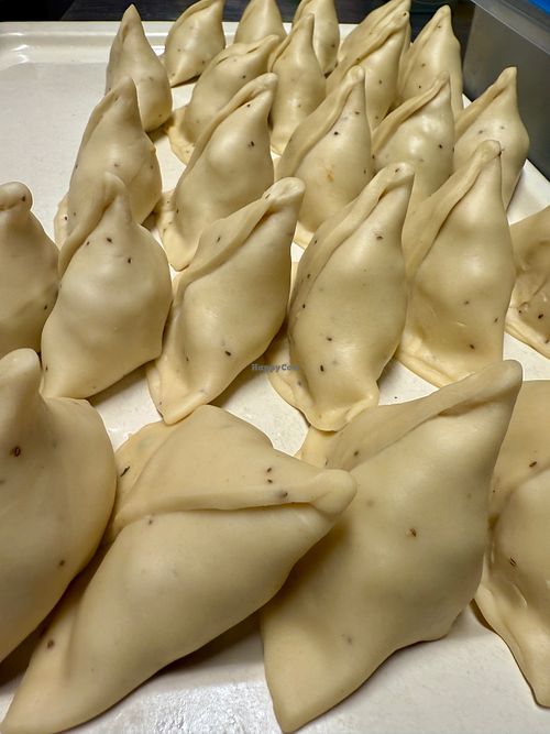 Home made samosa vegan  at Ama Tibetan Mom's Kitchen in Bruges