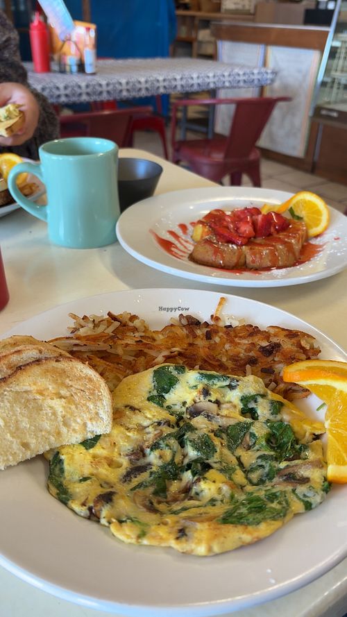 The Forestier and one slice of strawberry French toast.  at Ghini's French Caffe in Tucson