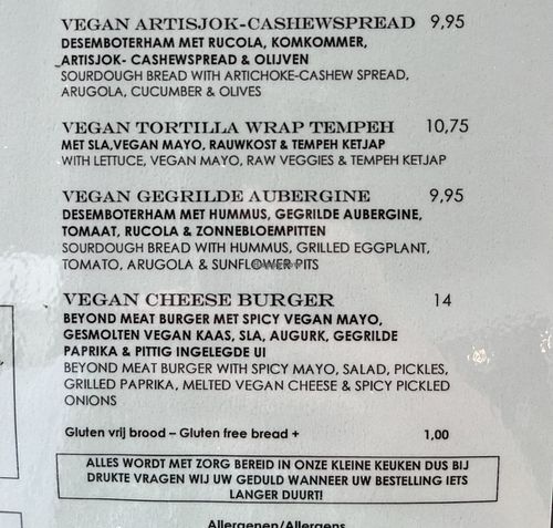 Vegan dishes August 2023  at Zusjes in Dordrecht