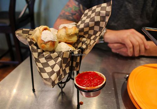 Space balls with Teese vegan cheese! at Flying Saucer Pizza Company in Salem