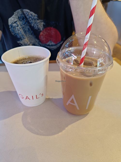Filter coffee and muscovado soy latte at GAIL's Bakery - Euston in North West London