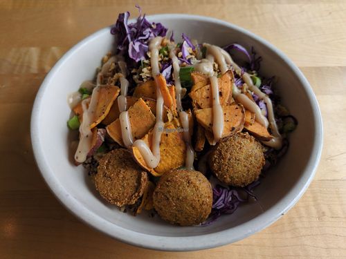 Hot honey mustard falafel bowl at Freshii - RioCan Marketplace in Toronto