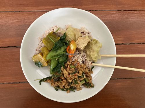 Vegetables with ricee  at Jay Im Boon Shop - ร้านเจอิ่มบุญ  in Phrae