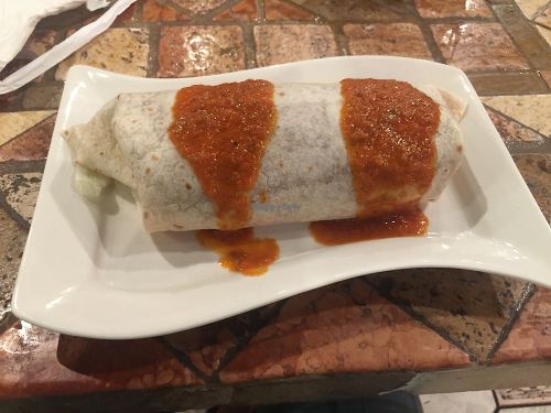 California burrito with vegan sour cream at Mexico Bravo in Sunny Isles Beach