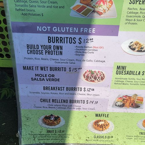 Menu at Vegano Mexicano in Portland