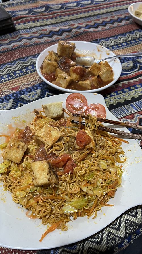 Fried noodles and Tofu in tomato sauce  at Quynh Nhu in Ha Giang