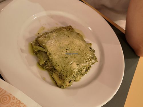 lasagna al pesto at Trattoria da Pezzi in Genoa