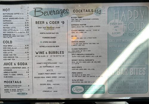 Menu  at The Grey Dog - West Village in New York City