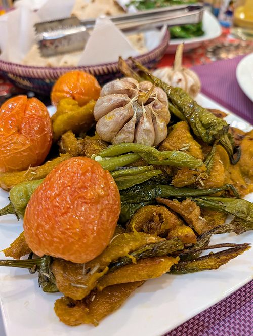 Roasted pumpkin peppers tomato and garlic at Forest Boutique in Thimphu