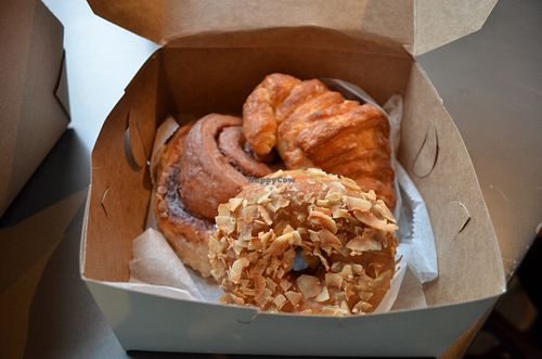 Cinnamon snail (amazing!), Donut and Croissant at The Cinnamon Snail in New York City