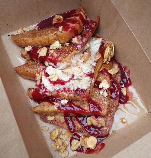 Breakfast toast (it tastes MUCH better than it looks!!) at The Cinnamon Snail in New York City