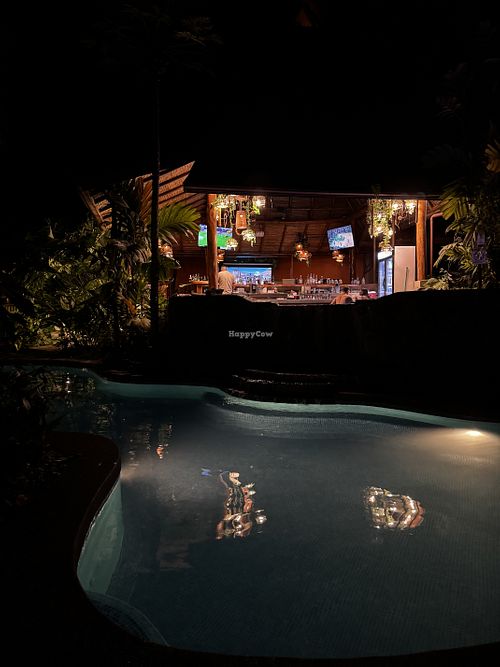 Pool at night   at Lost Iguana Resort in La Fortuna