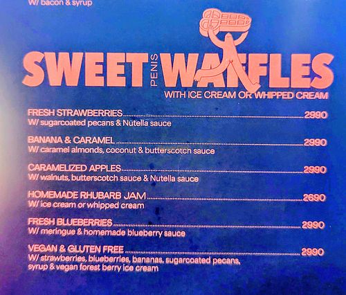 Menu at The Icelandic Phallological Museum Cafe in Reykjavik