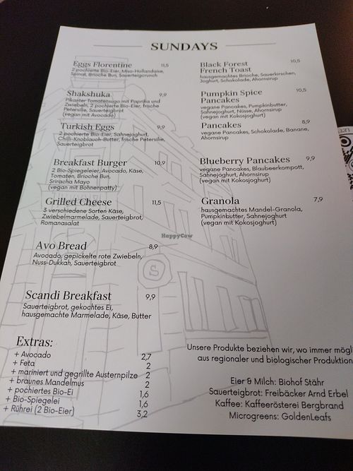 Menu at Sundays - Gostenhof in Nuremberg