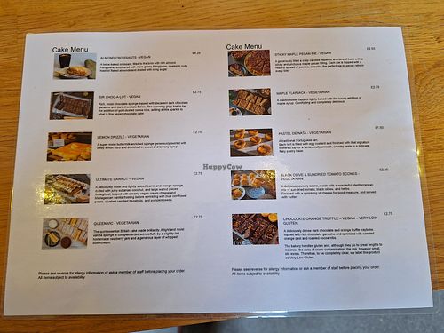 Cake menu at The Barn Cafe in Ulverston