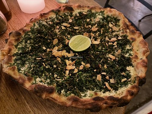 Kale pizza at Cafe Zorba in Medellin