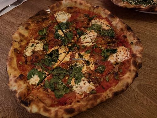 Spinach pizza at Cafe Zorba in Medellin