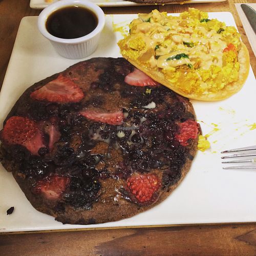 Buckwheat pancake and tofu scramble  at Shine Cafe in Morro Bay