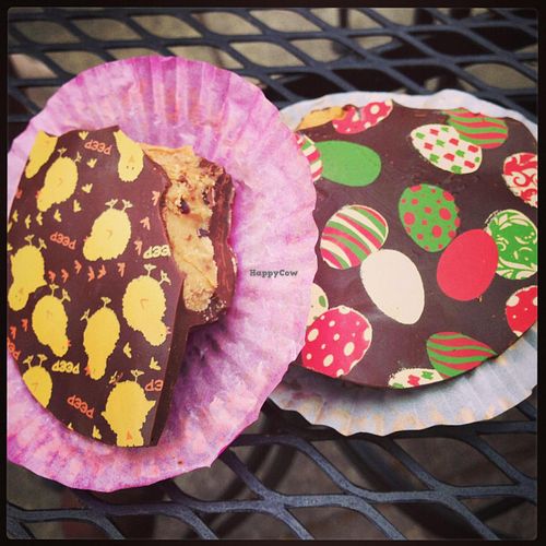 Vegan peanut butter cups with fun Easter designs at Shine Cafe in Morro Bay