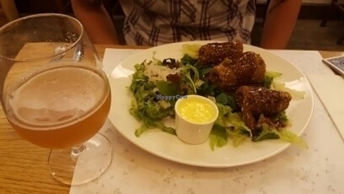 Seiten cordon Bleu (so good) and a beer at Zrno Bio Bistro in Zagreb