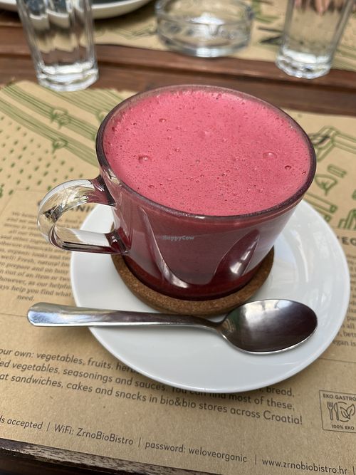 red latte  at Zrno Bio Bistro in Zagreb