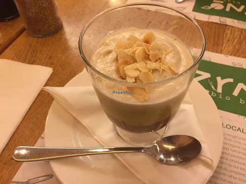 3 layer dessert  at Zrno Bio Bistro in Zagreb