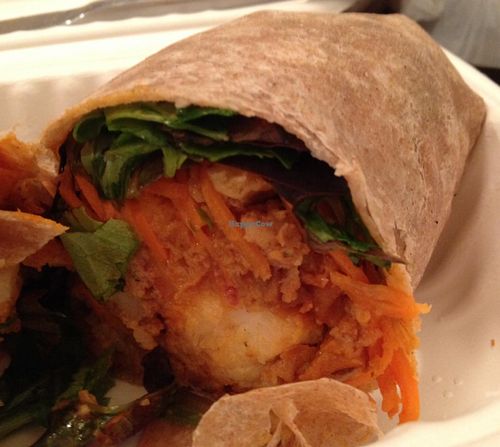 Buffalo Cauliflower Wrap cut in 1/2  at Lulu's Local Eatery in St Louis