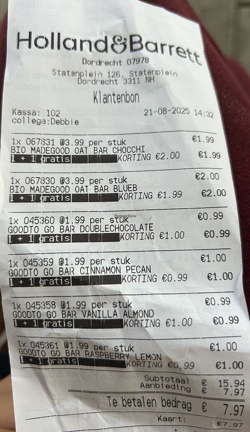 bill  at Holland & Barrett - Statenplein in Dordrecht