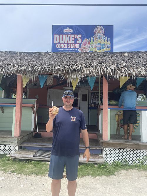 Duke makes a nice herb salad (w/ no conch)  at Duke's Conch Stand in New Bight