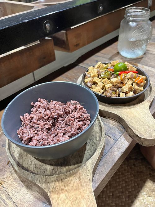 tofu sisig with delicious brown rice  at Full Lotus Mindful Kitchen in Coron