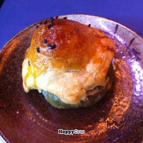 Some sort of rice cake under pastry at Zhou Ye Cottage in Sanyi